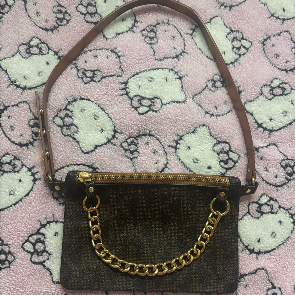 Micheal Kors Brown and gold belt bag